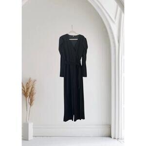 Allegra K Women's Sparkly V Neck Long Sleeve Belt  Giltter Jumpsuits Large